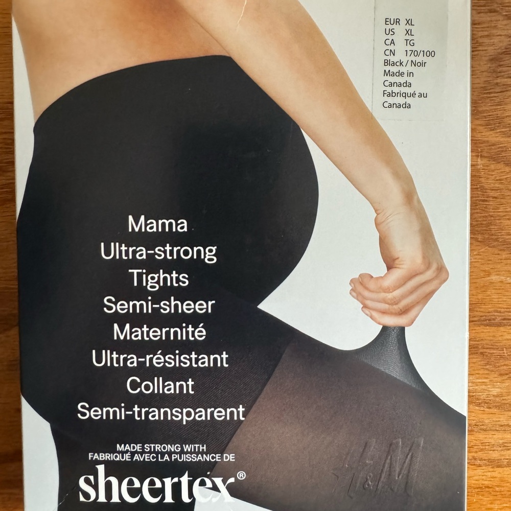 NWT MAMA SHEERTEX® ULTRA-STRONG SEMI-SHEER TIGHTS, black, XL